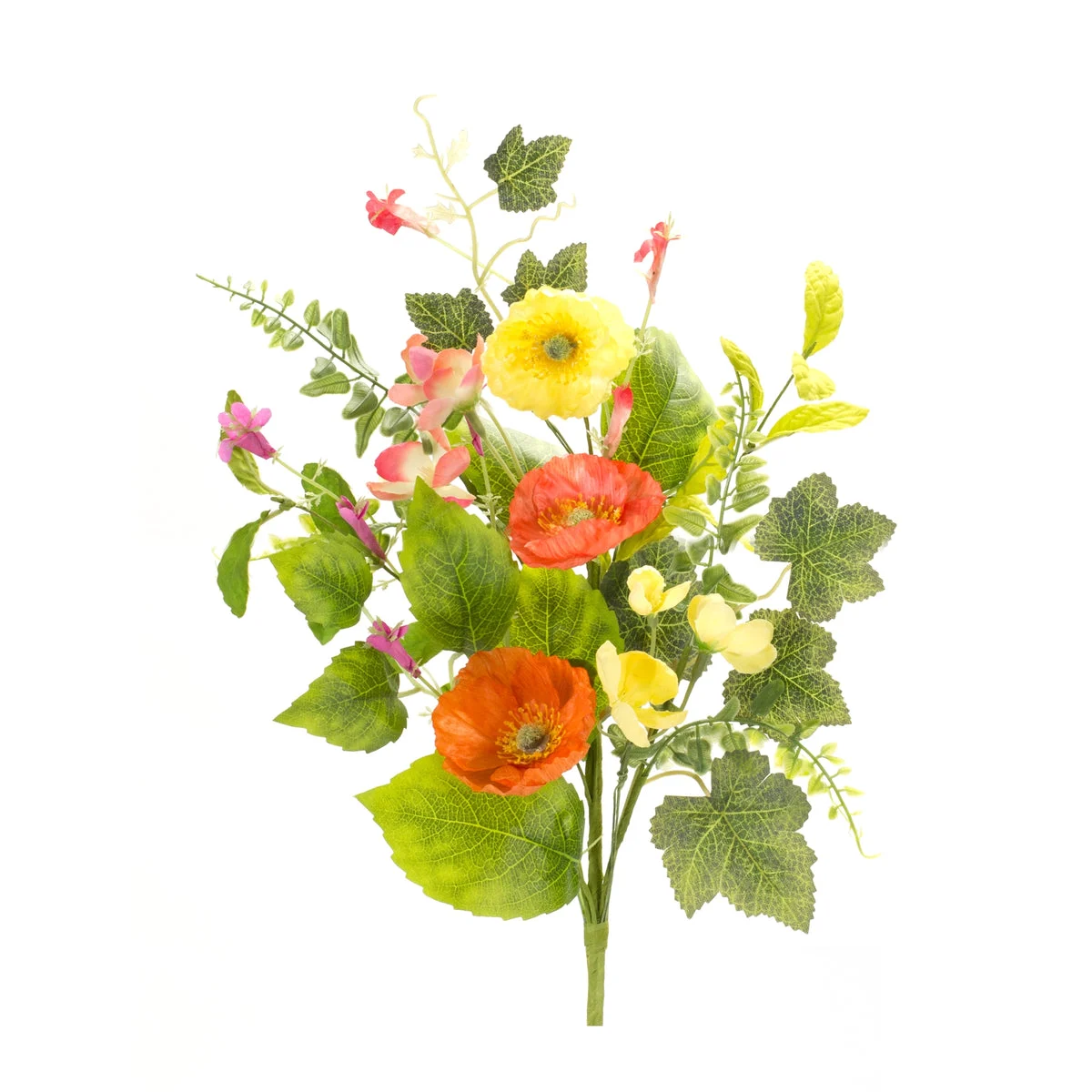 Artificial Poppy Spray Set of 6 – 19 Inch Height – Green and Yellow Stems for Home Decor By Melrose