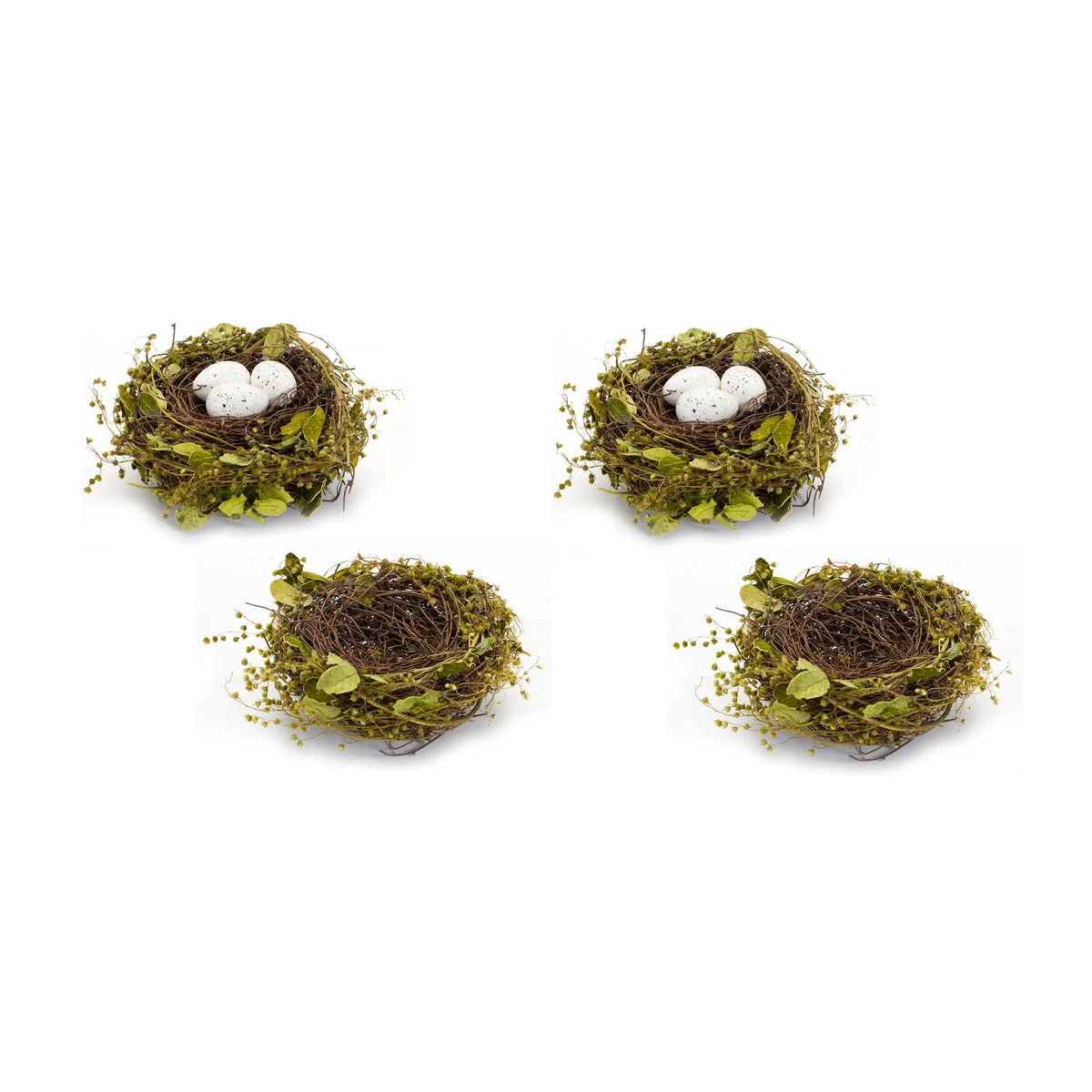 Decorative Nests With Eggs Set of 4 3.5 Inch Height For Seasonal Decor By Melrose