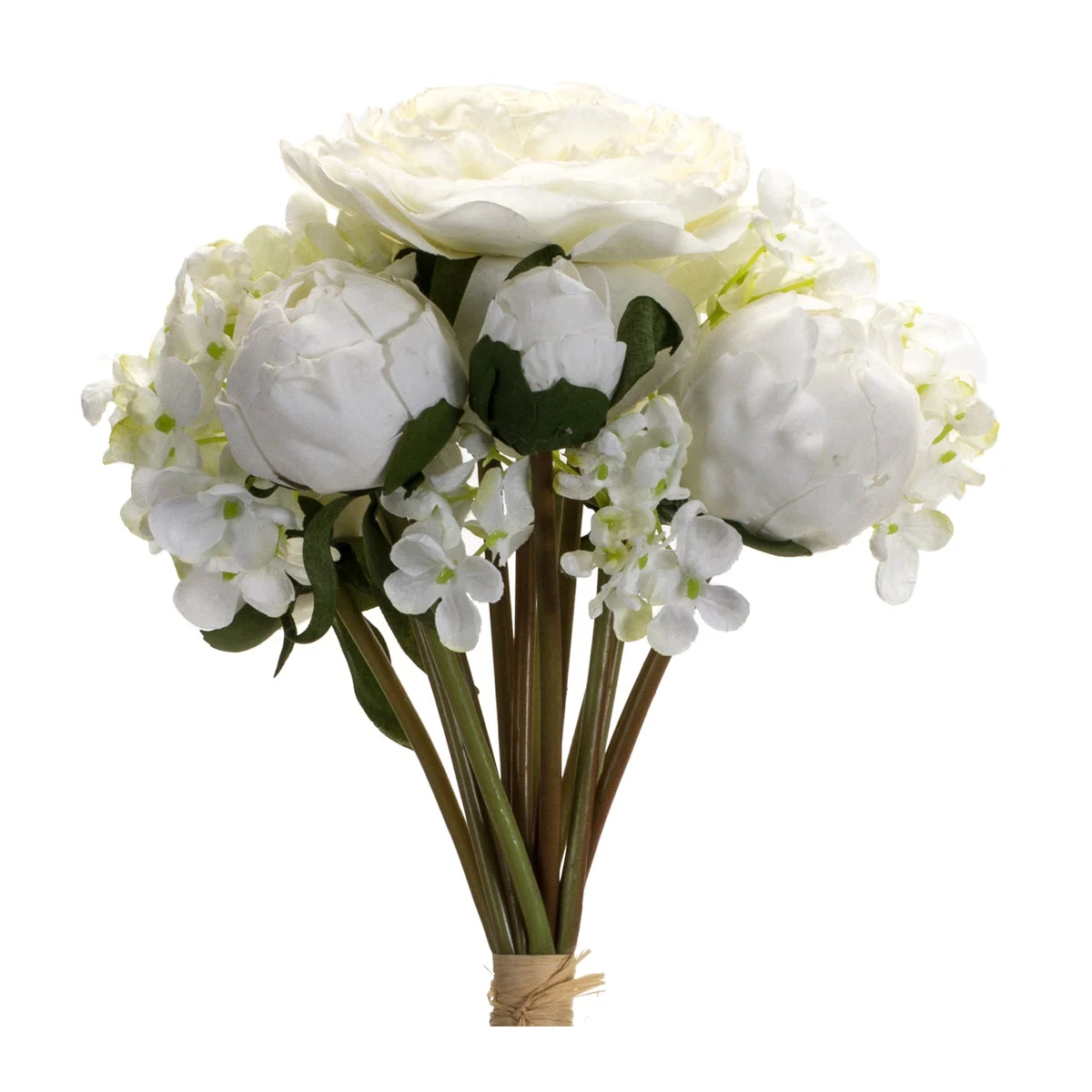 Peony And Hydrangea Bouquet Set Of 6 White Polyester Design With 16.5 Inch Height For Floral Displays By Melrose