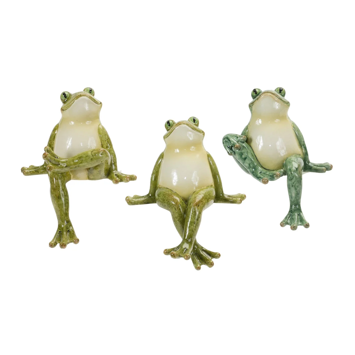 Frog Shelf Sitters Resin Stone Garden Frogs Set of 3 Assorted Poses – 4" H by Melrose