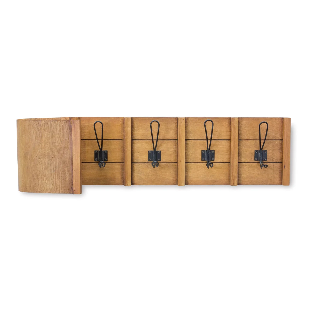 Wooden Toboggan Wall Shelf – 8" Tall Holiday Storage with Hooks by Melrose