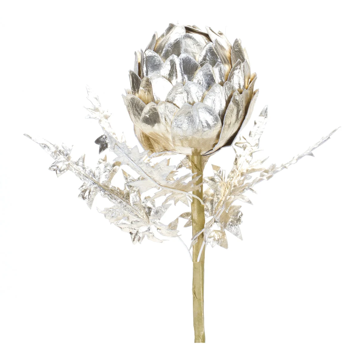 Silver Glitter Artichoke Stem Set of 2 – 18.5" Tall by Melrose