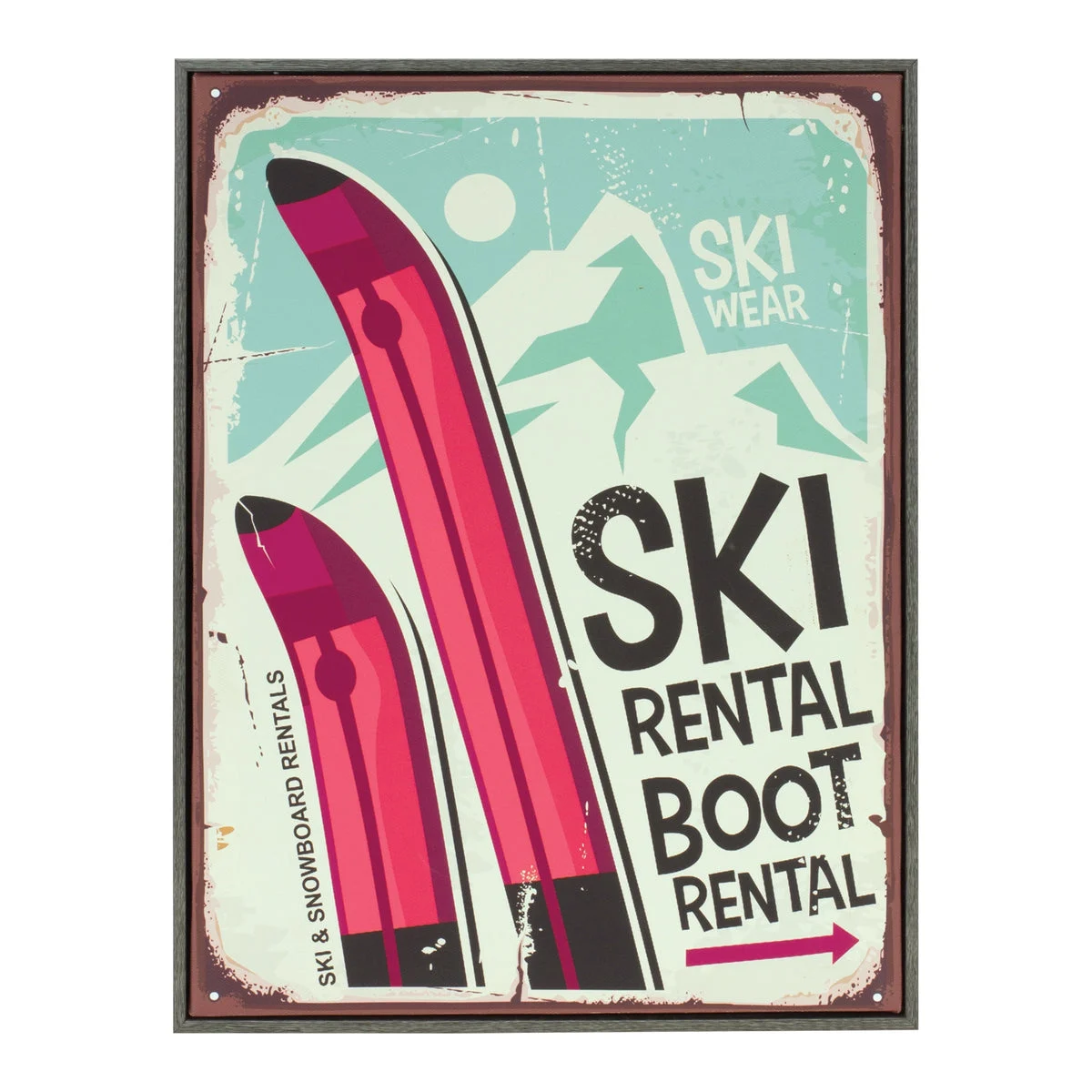Red and Blue Ski Christmas Frame Decor 15.5" Tall by Melrose