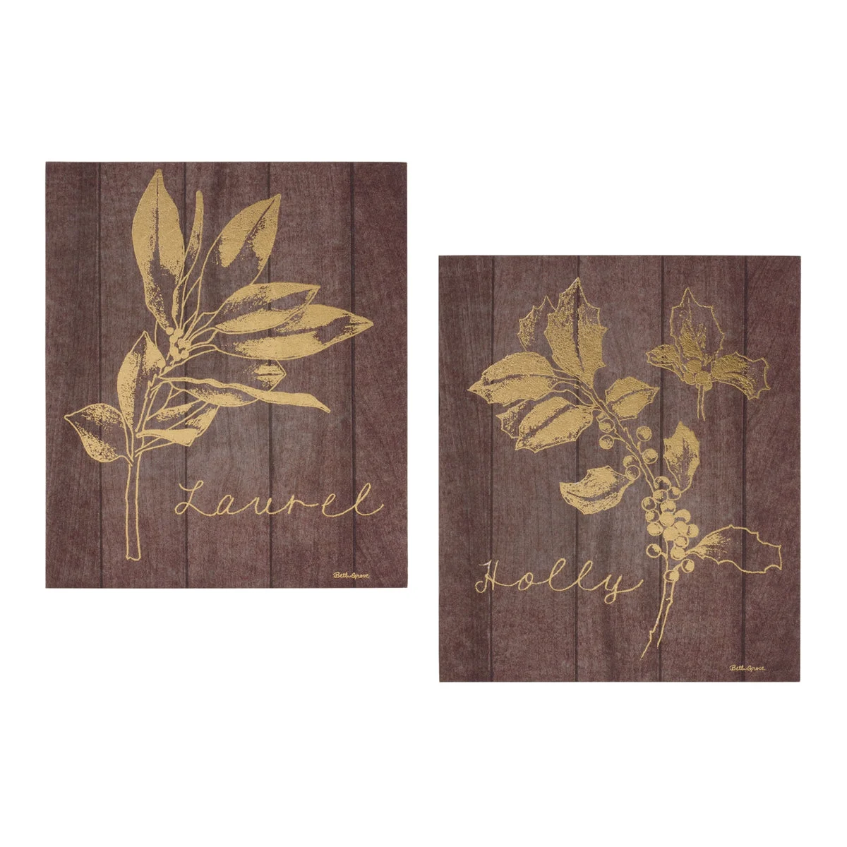 Embossed Laurel & Holly Christmas Wall Hanging Pair 11 inch by Melrose