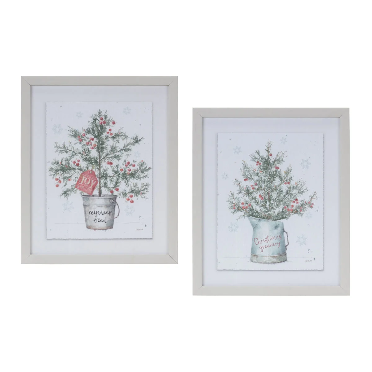 Decorative Pine Pot & Pitcher Christmas Wall Frames (Set of 2) 11.75 inch by Melrose