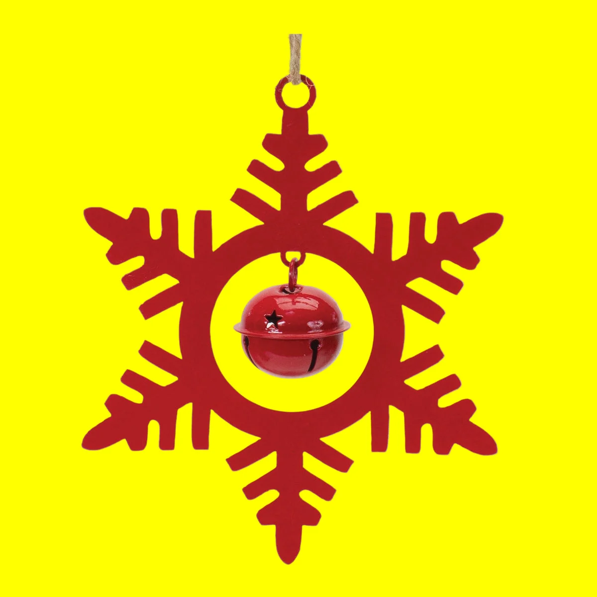 Snowflake Ornament with Bell 6.5" Metal Christmas Tree Set of 12 by Melrose