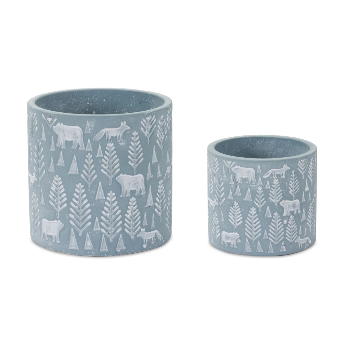 Winter Stone Planter Container Set 3.5 to 5 inch Height – Blue White Decorative Pots by Melrose