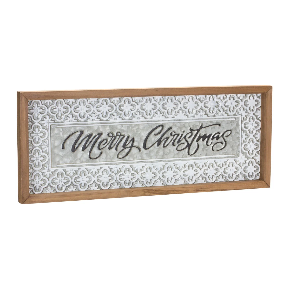 Merry Christmas Sign Wall Decor – Metal & Wood – 8"H – Set of 2 – Holiday Decoration – By Melrose
