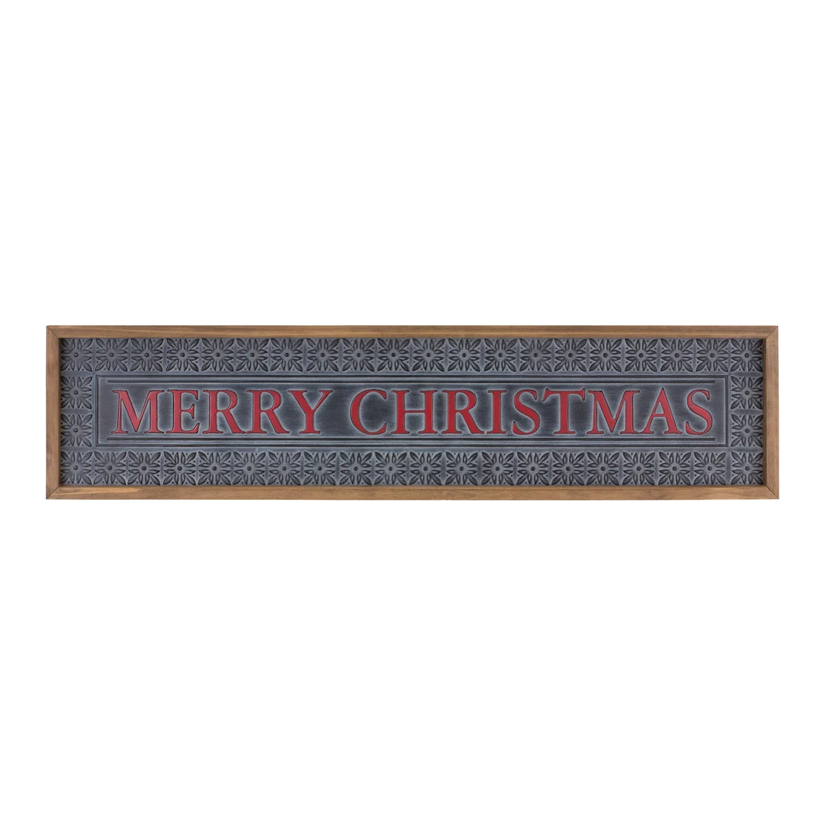 Elegant Holiday Merry Christmas Wall Sign – 8"H – Metal & Wood – Black, Red, White – By Melrose