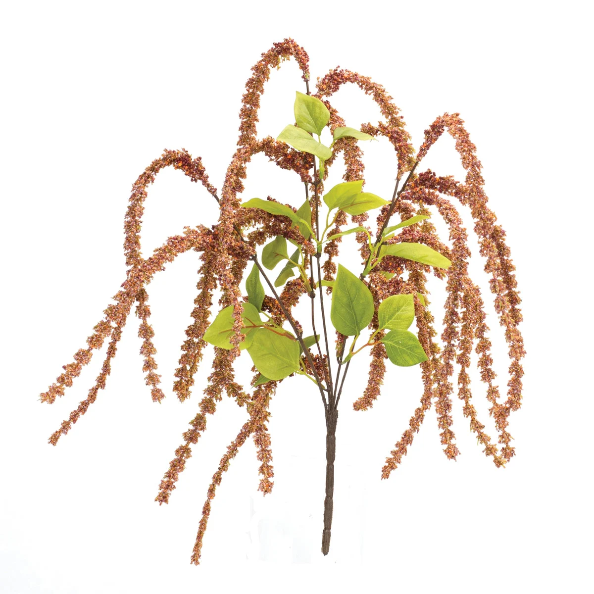 Astible Bush – Set of 6 – 26.5"H Faux Green & Salmon Stems – Plastic Floral Home Decor By Melrose