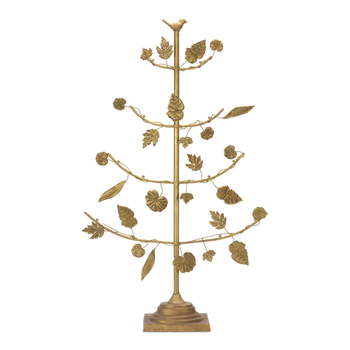 Christmas Gold Metal Tree with Leaves 36.5 Inch Height Iron Tabletop Display 21.5 Inch Length by Melrose