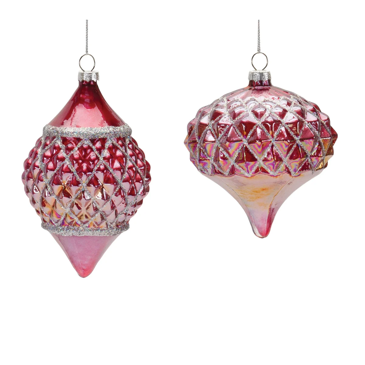 Christmas Glass Ornament (Set 6) 4 Inch Height Holiday Tree Decoration by Melrose