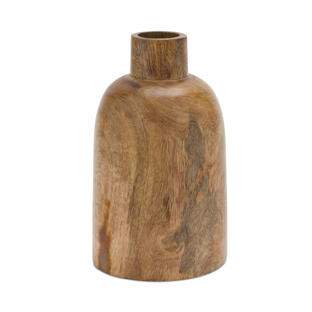 Decorative Mango Wood Vase Set of 2 Matching 8.75" Tall Bottles for Indoor Decor by Melrose
