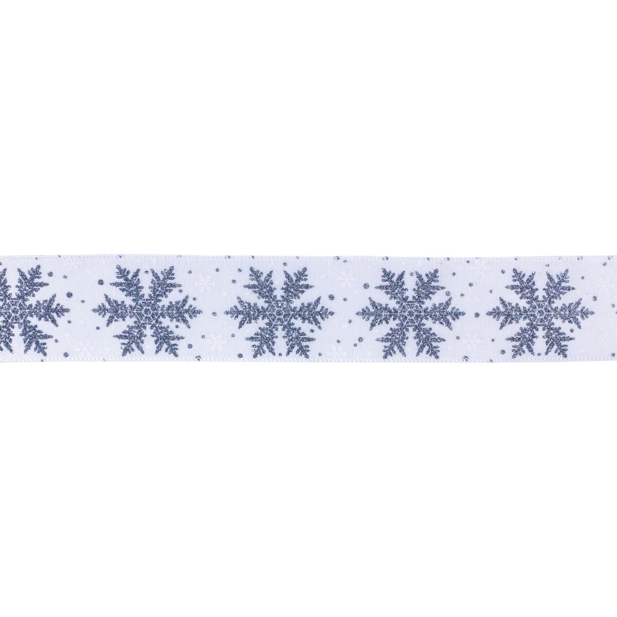 Christmas Glittered Snowflake Ribbon (Set Of 2) 2.5 Inch Width x 10 Yards Wired Polyester Grey White by Melrose