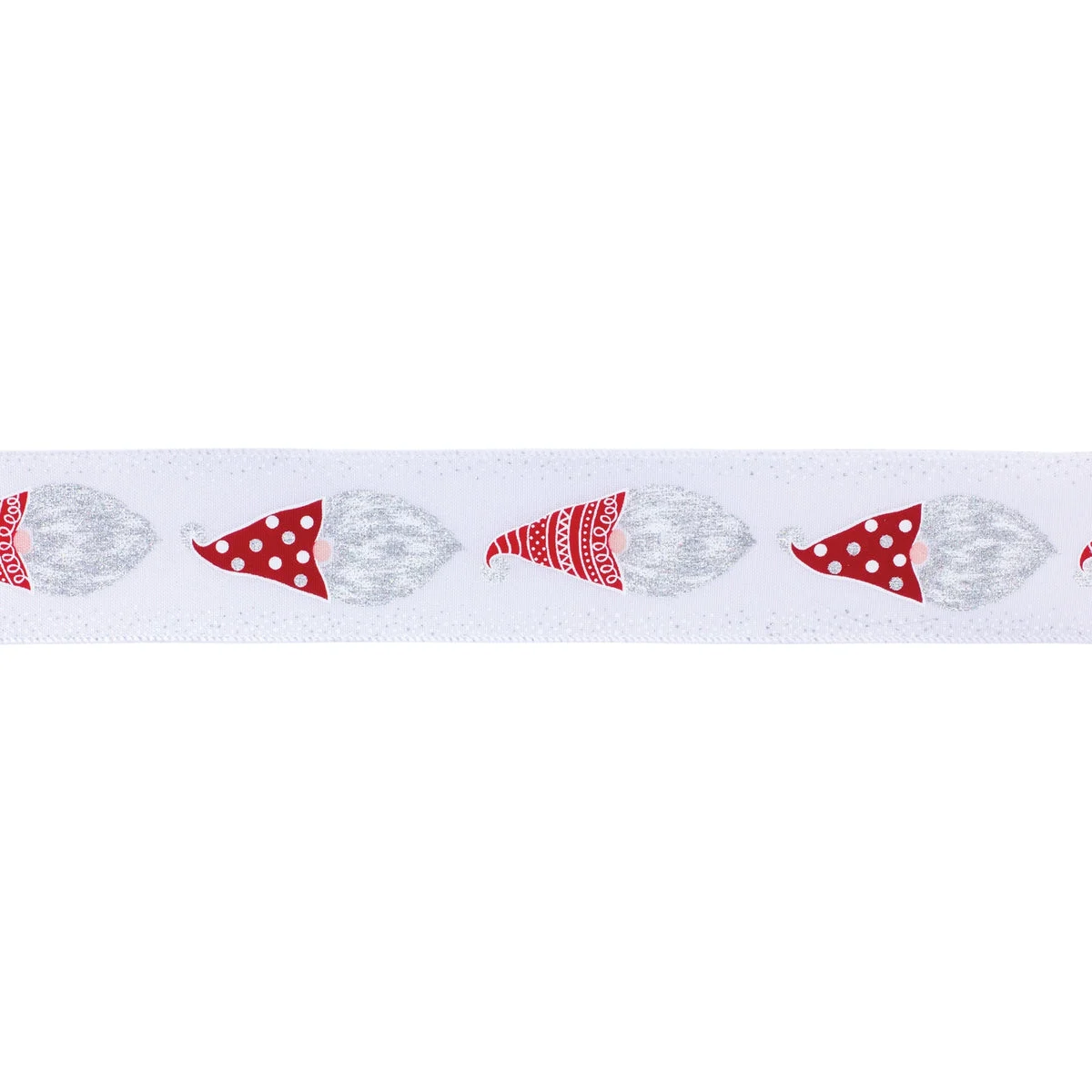 Wired Polyester Ribbon Set of 2 – Gnome Santa Design – 0.25 in Height Holiday Craft Ribbon By Melrose