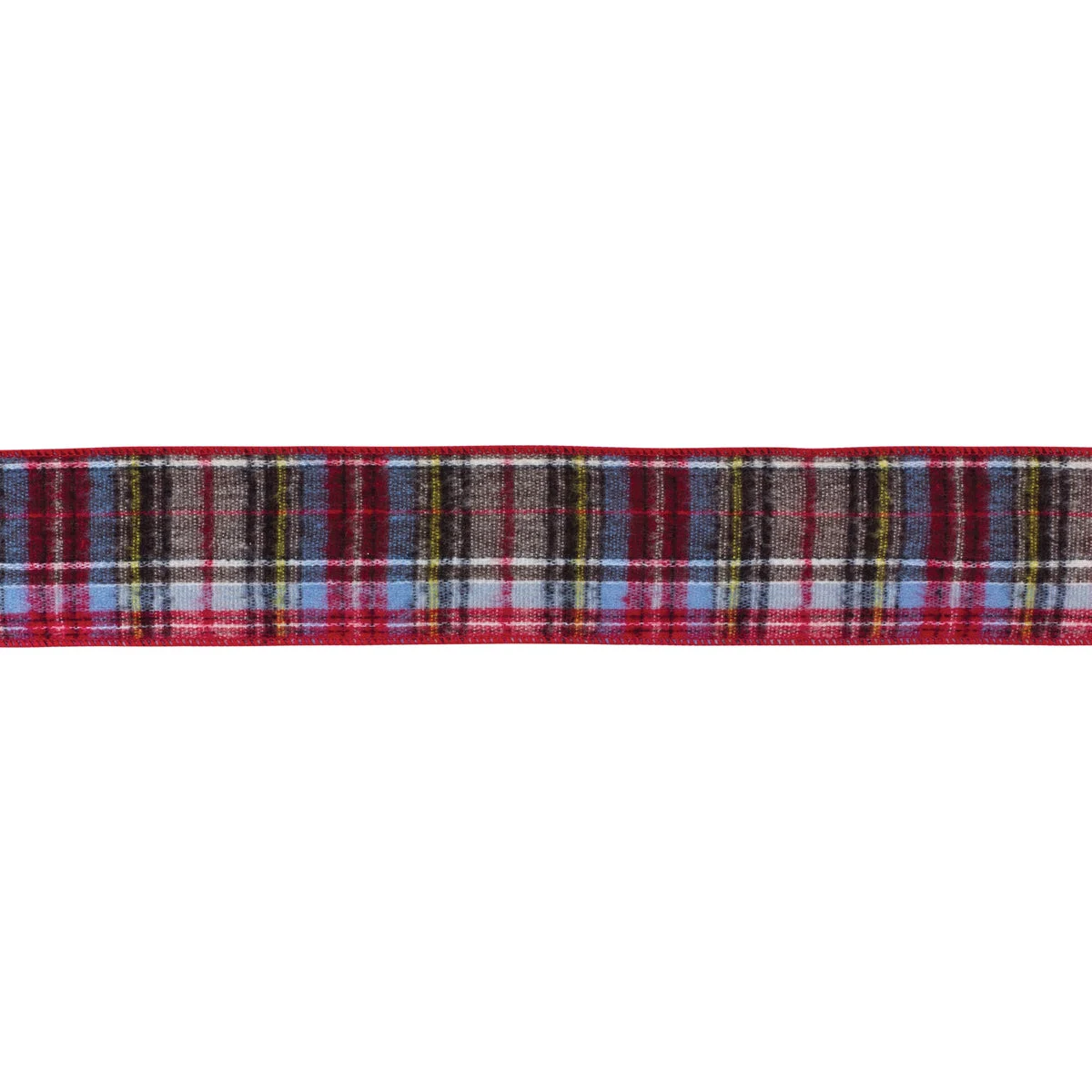 Wired Polyester Ribbon Set of 2 – Plaid Pattern – 0.25 in Height Holiday Craft Ribbon By Melrose
