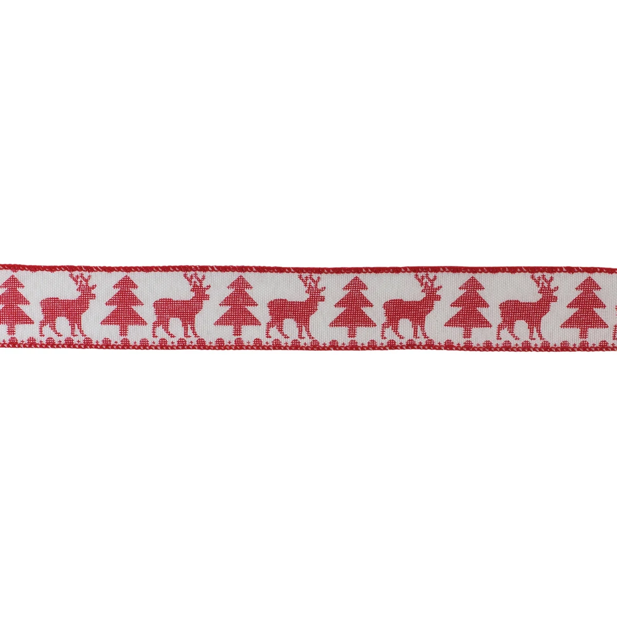 Wired Polyester Ribbon Set of 2 – Deer and Christmas Tree Design – 0.25 in Height Holiday Ribbon By Melrose