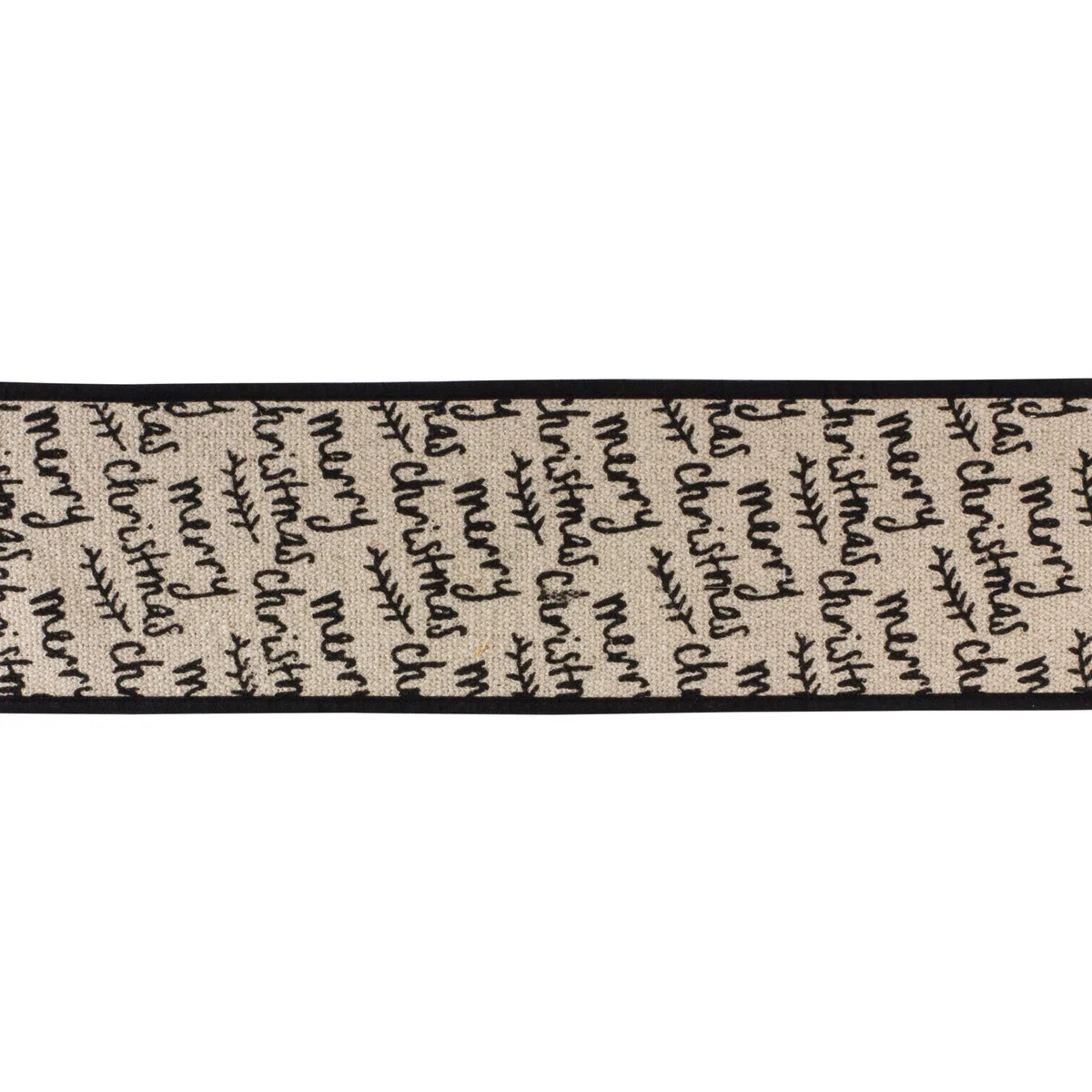 Holiday Christmas Decor Ribbon Black and Beige – Wired Cotton 4 in x 5 Yds – 4 in Height By Melrose