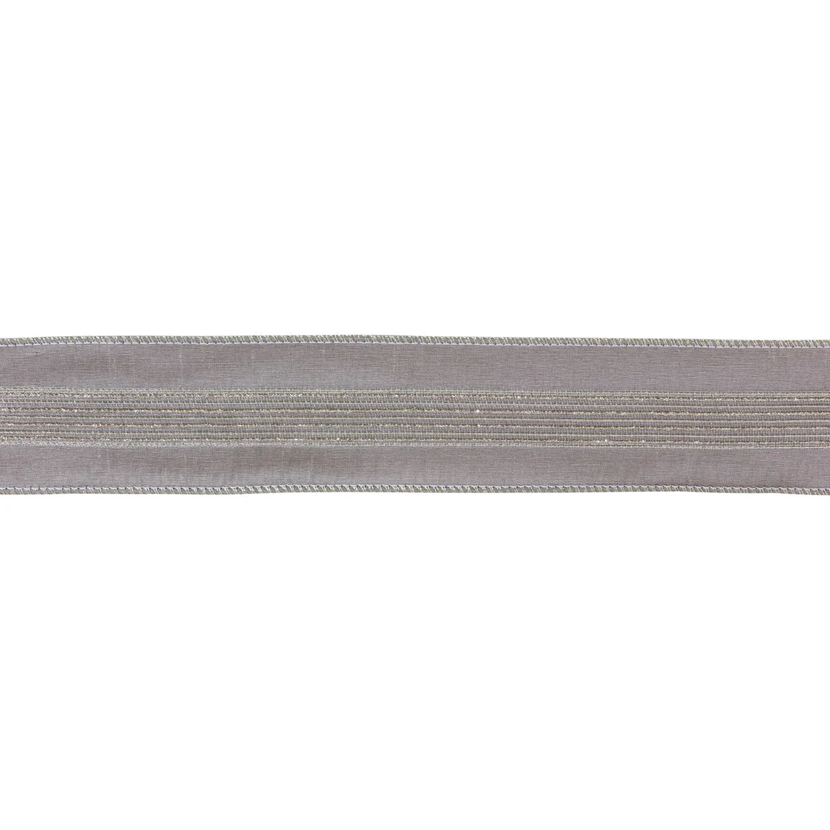 Christmas Decor Ribbon 0.25 in Wired Polyester Grey Stripe 2.5 in x 10 Yards By Melrose