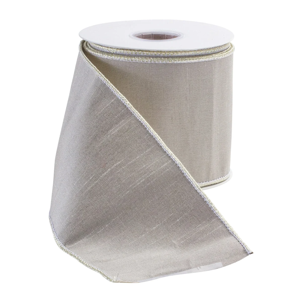 Christmas Beige Wired Ribbon 0.25" Height 4" x 10 Yards for Holiday Crafts by Melrose
