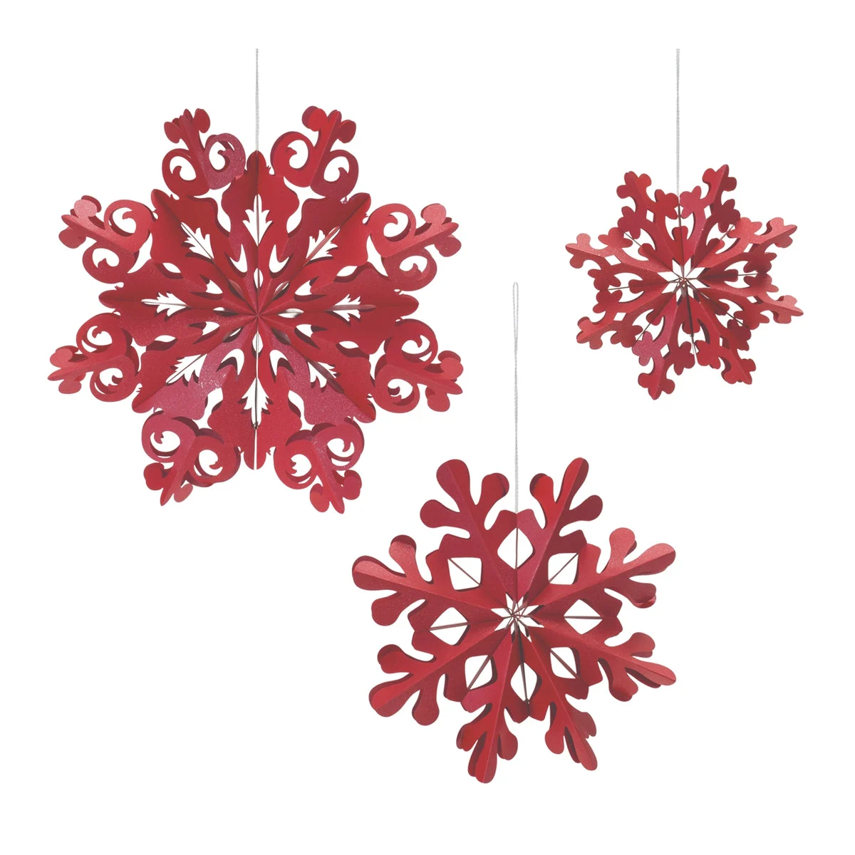 Paper Snowflake Ornaments 7.75" Set of 6 Christmas Decorations by Melrose