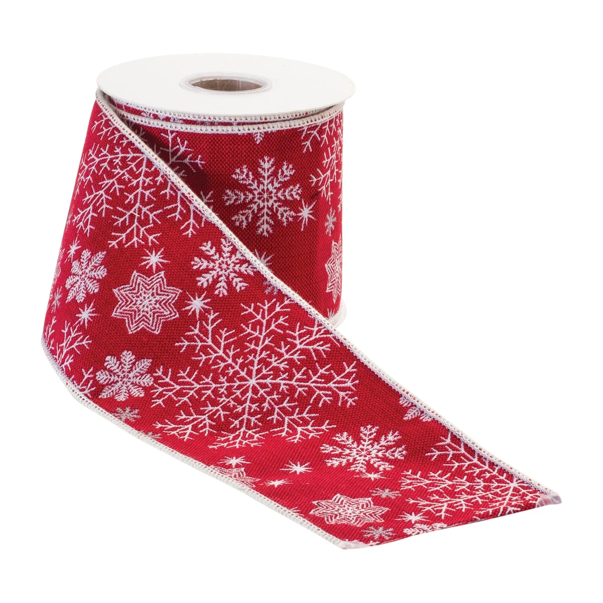 Red and White Snowflake Ribbon 4H x 5yds Holiday Craft and Gift Ribbon by Melrose