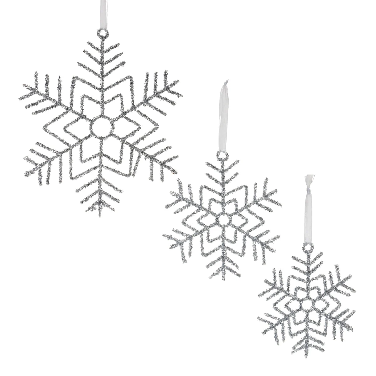Glittered Wire Snowflake Christmas Ornament – 16.25"H Silver Holiday Hanging (Set of 12) by Melrose