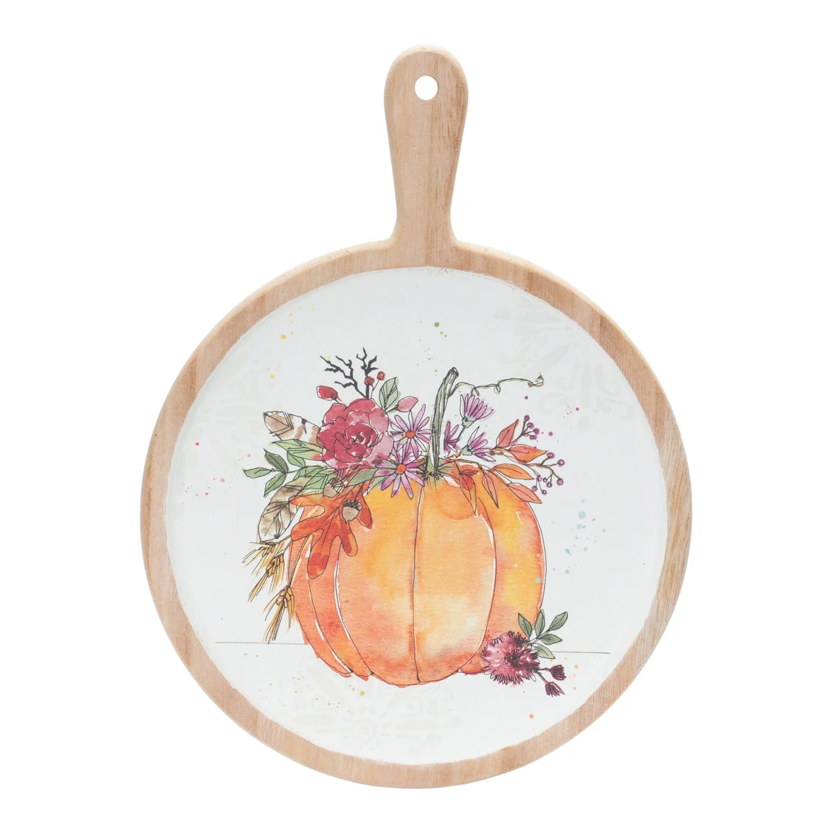 Pumpkin Cutting Board (Set Of 2) 12.25" Pine Watercolor Design Autumn Decor By Melrose