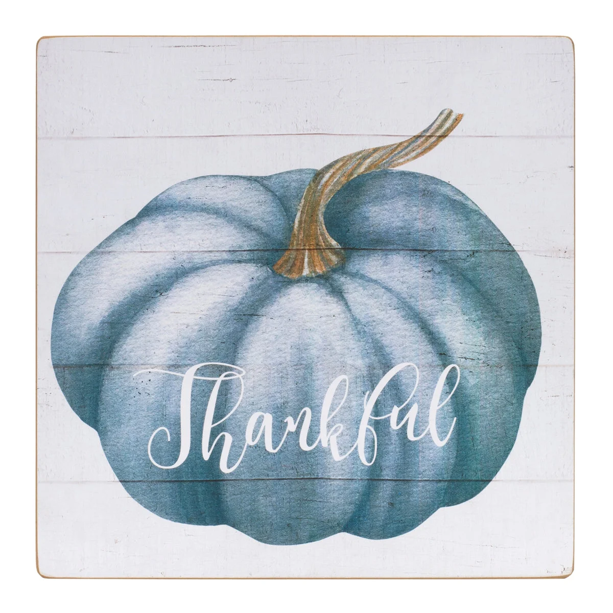 Pumpkin Sign Set of 4 16 in H MDF Blue Cream "Thankful Happy Harvest" By Melrose