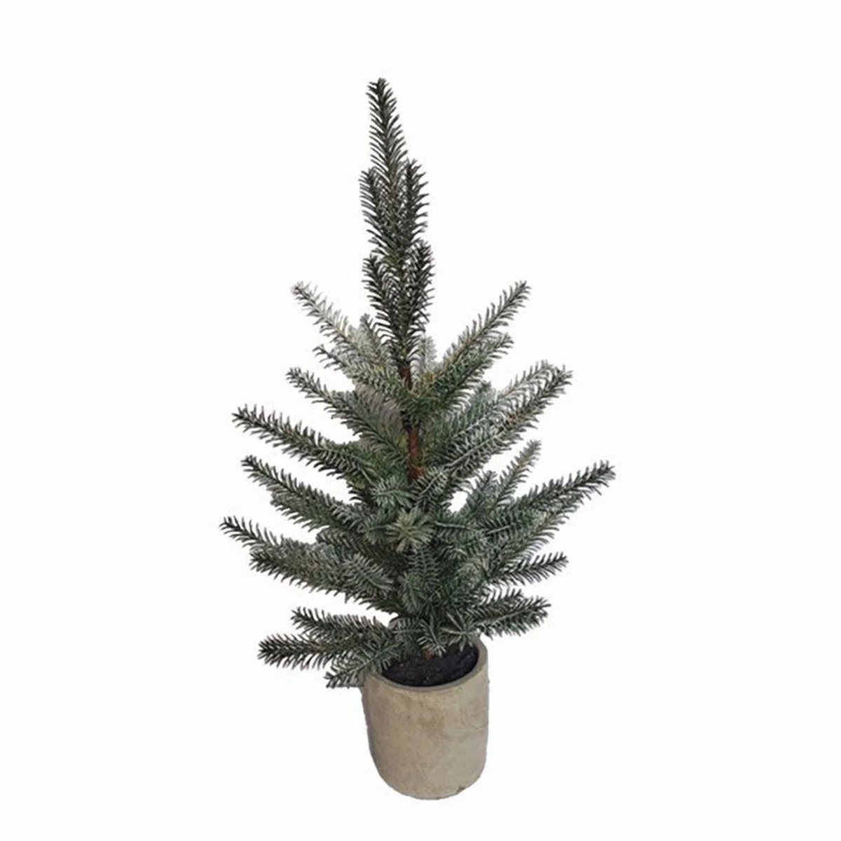 Potted Pine Tree Set – Set of 2, 24"H Artificial Green Plastic Trees in Grey Cement Pot – By Melrose