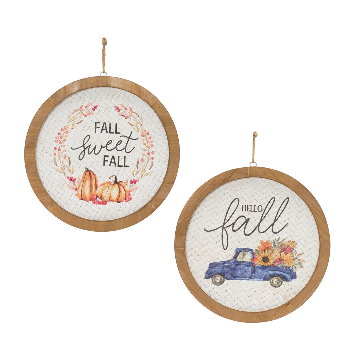 Autumn Wall Plaques Set of 2-– “Fall Sweet Fall” & “Hello Fall” – 11.75"H – By Melrose