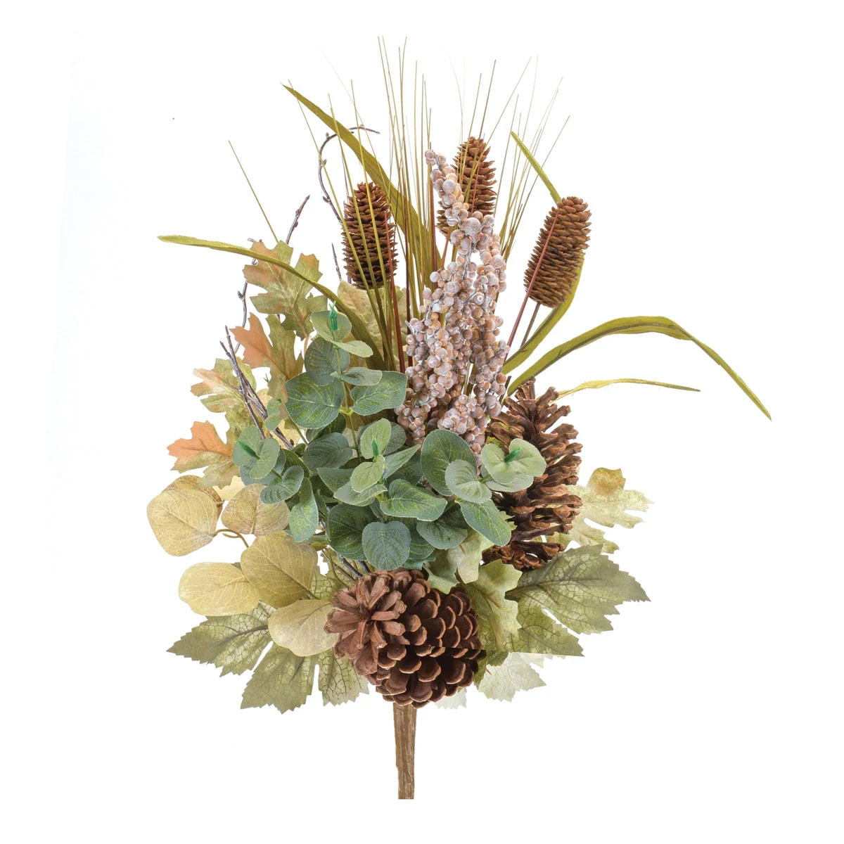 Foliage Berry Cone Bush Set of 2 – 23H Polyester Green Brown – Seasonal Fall Accent – By Melrose