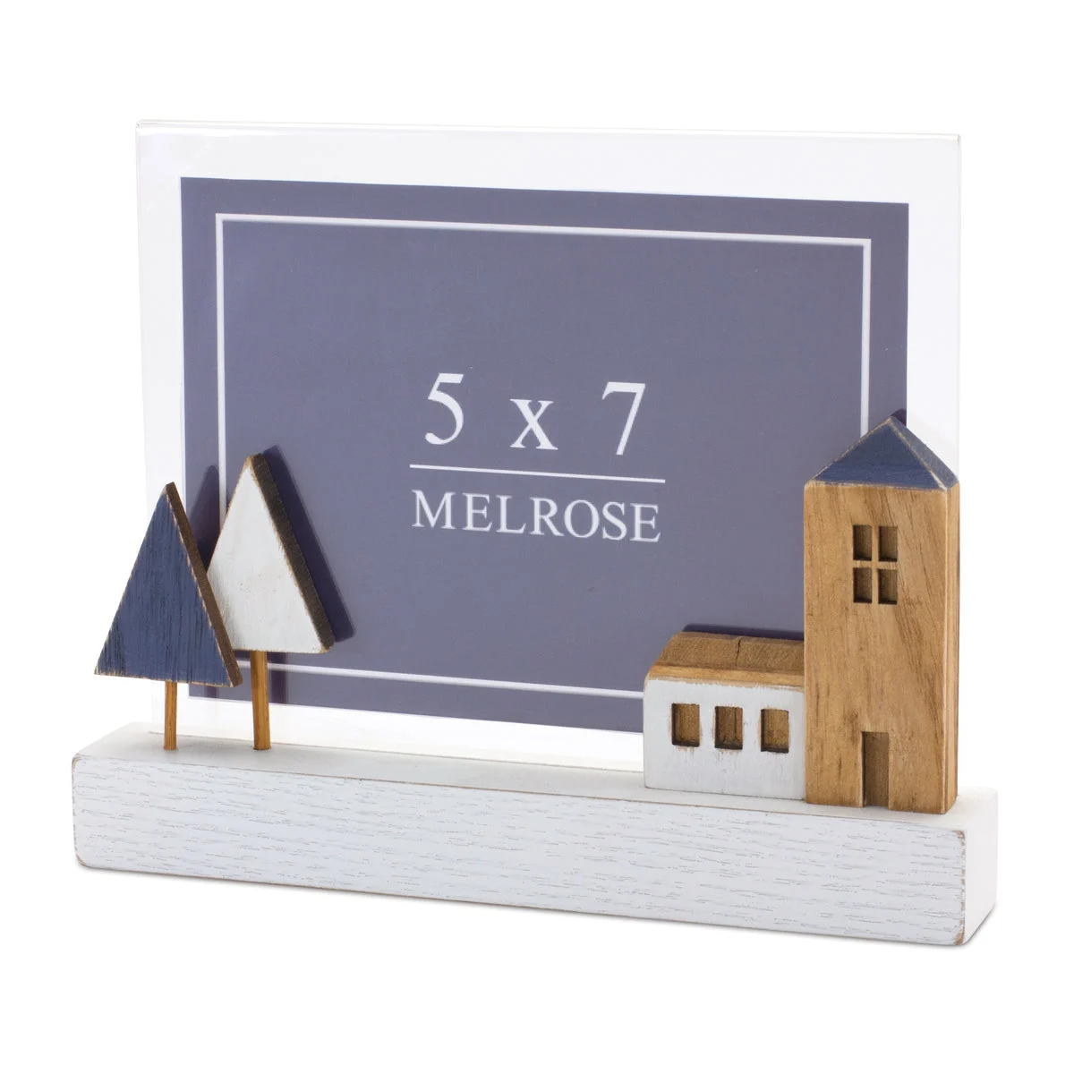 Wood Blue & White Photo Frame Set Of 2 7 Inch Height For Nautical Home Styling By Melrose