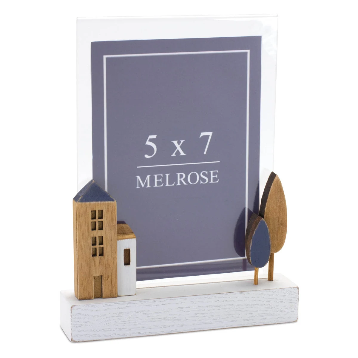 Wood Tabletop Photo Frame (Set Of 2) Blue & White 9 Inch Height For Coastal Decor By Melrose