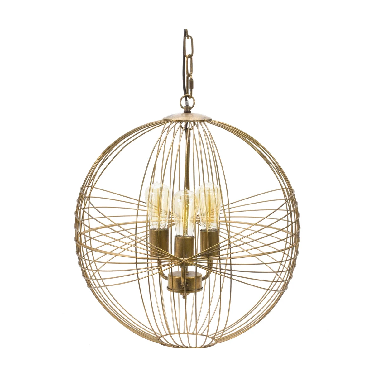 Modern Gold Metal Sphere Hanging Lamp 21 Inch Height For Living Room By Melrose