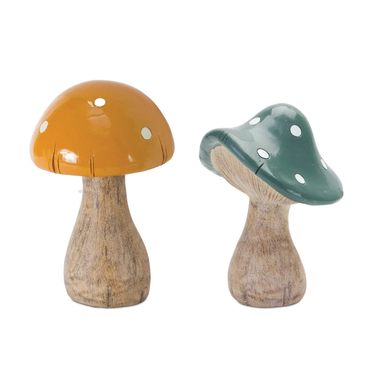 Garden Mushroom Decor (Set Of 2) 8 Inch Height Resin Green And Brown By Melrose