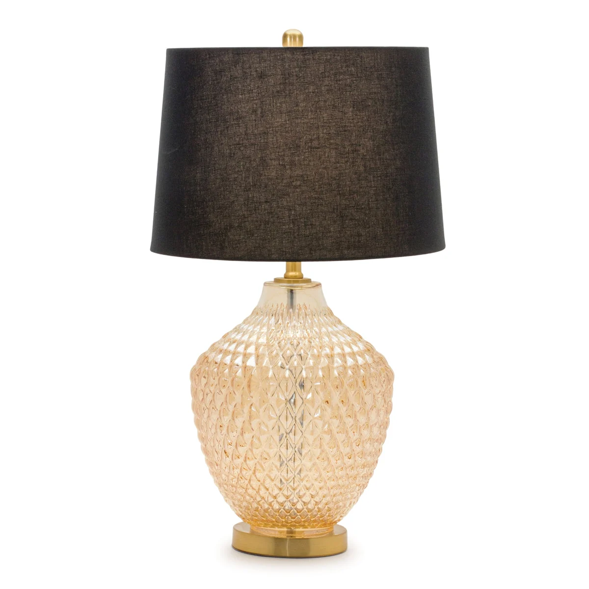 Table Lamp – Textured Glass Gold Base – 28.5 Inch Height for Living Room or Bedroom Lighting – By Melrose
