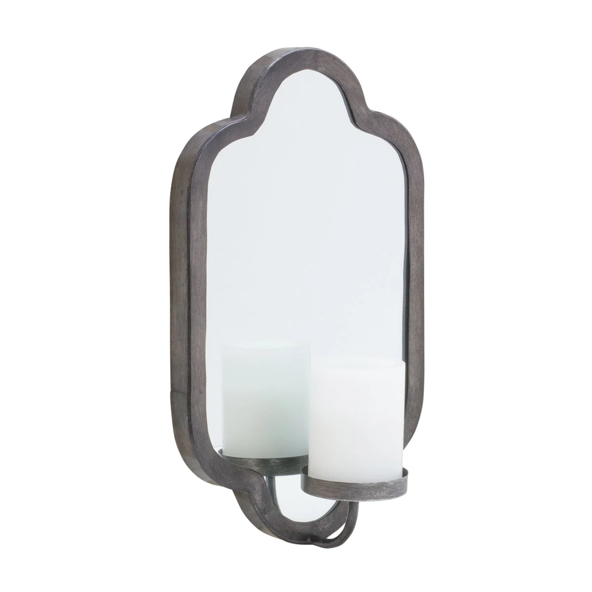 Iron Frame Mirror Wall Sconce Set of 2 Candle Holder Wall Decor 15.75" Tall by Melrose