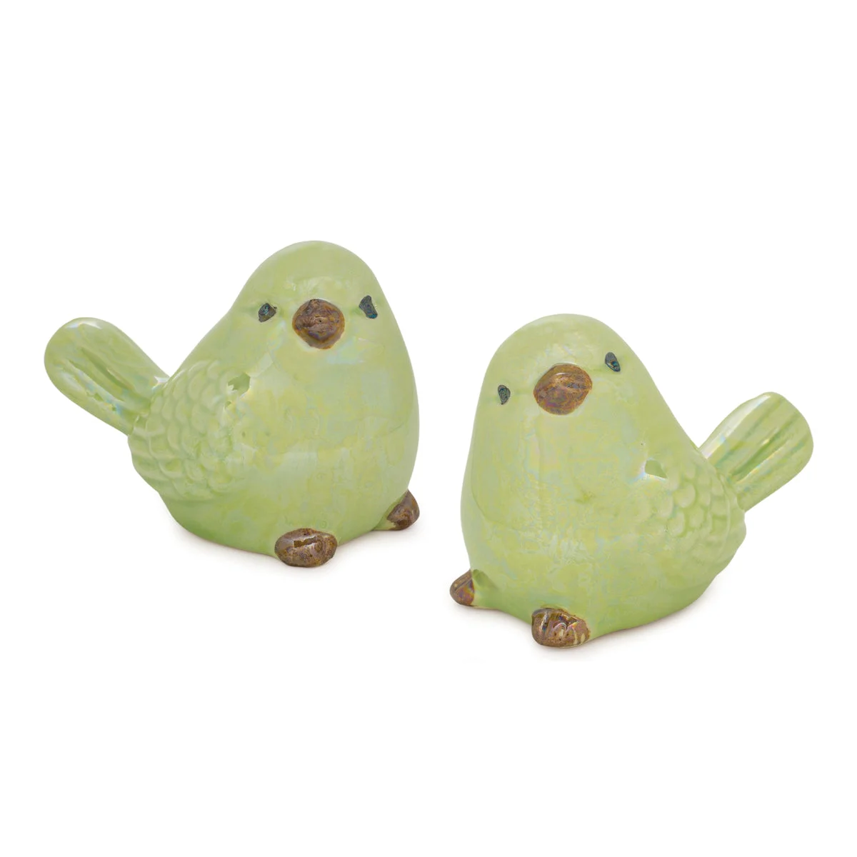 Whimsical Ceramic Bird Figurines (Set Of 6)– 3"H Green – Living Room Accent – By Melrose