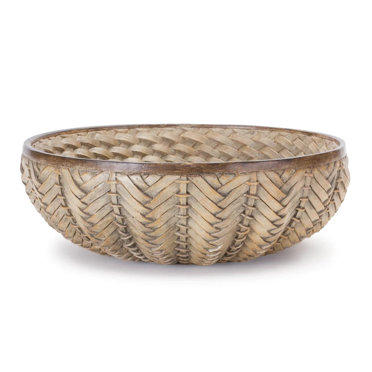 Set of 2 Decorative Resin Bowls – 3.25"H x 9"D Wicker-Inspired – Rustic Tabletop Decor – By Melrose