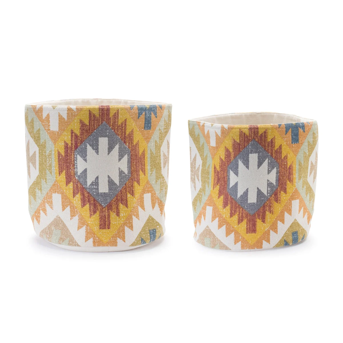 Southwestern Woven Cotton Basket Set – Geometric Decorative Storage Baskets (Set of 2) by Melrose