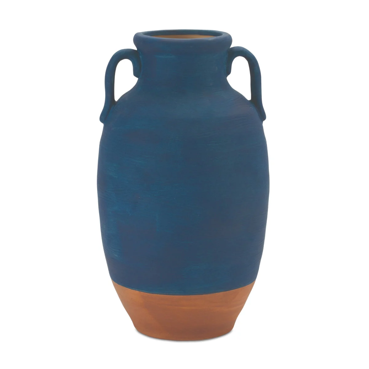 Ceramic Urn Vase with Terra Cotta Accent – 10.5"H Blue Decorative Accent by Melrose
