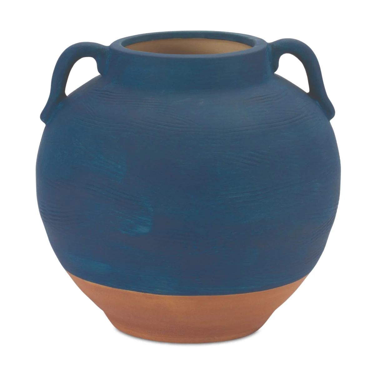 Ceramic Urn Vase with Terra Cotta Accent – 7"H Blue Decorative Accent by Melrose