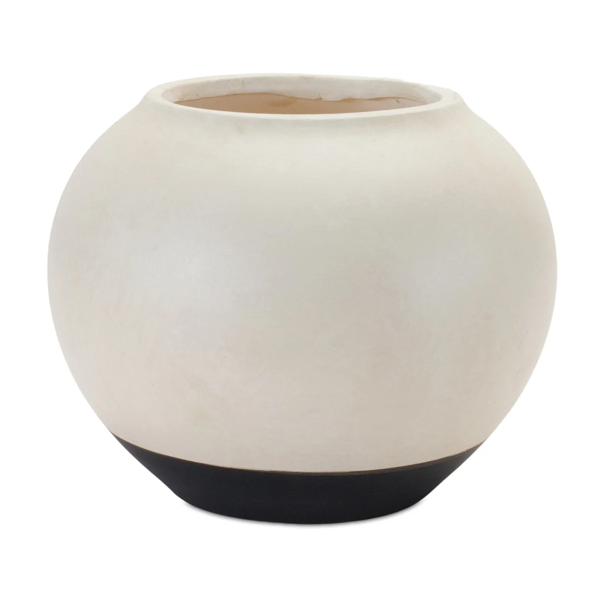 Two Tone Ceramic Vase – 8.75"D Cream and Black Urn Style Accent by Melrose
