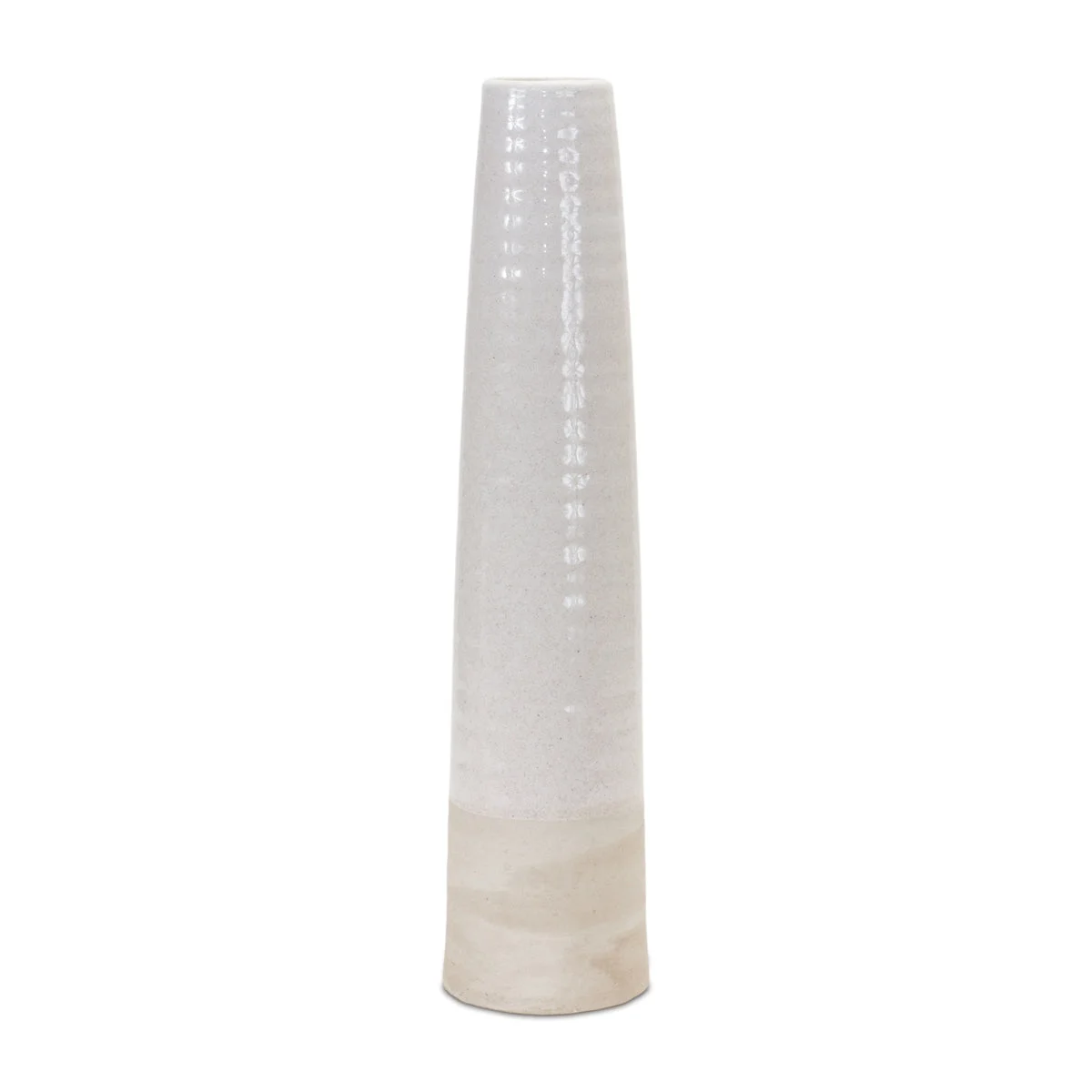 Floor Vase in Stoneware White and Sand Neutral Design 19.5" Tall by Melrose