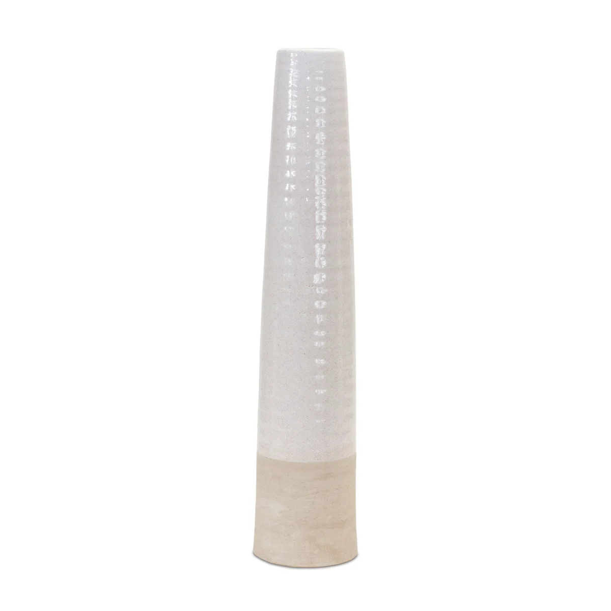 Farmhouse Stoneware Floor Vase White and Sand Finish 23.5" Tall by Melrose