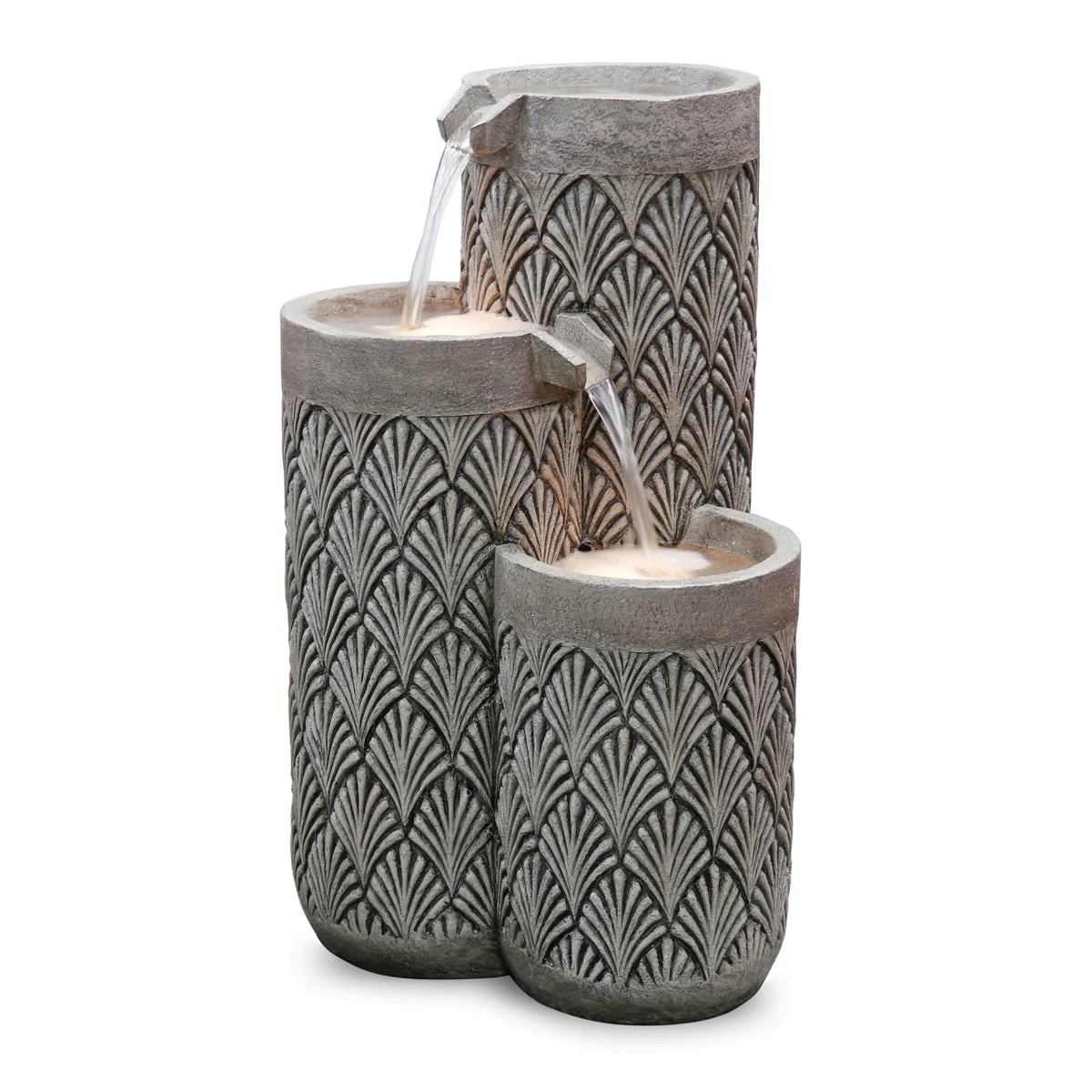 Stone Cascading Bowl Fountain – 25.5"H Indoor Outdoor Resin Water Feature by Melrose