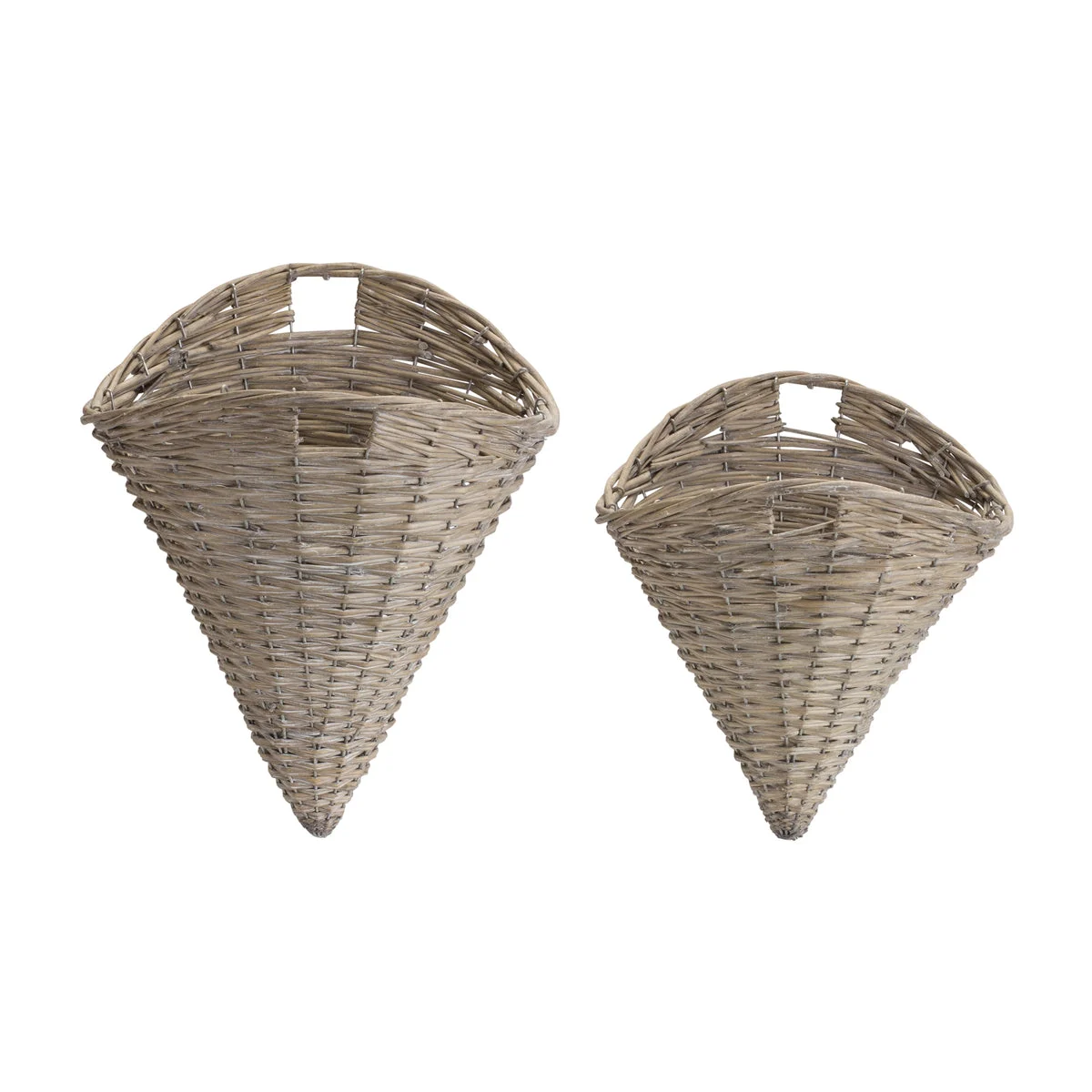 Rustic Grey Willow Wall Baskets 13.25" Hanging Organizers Set By Melrose