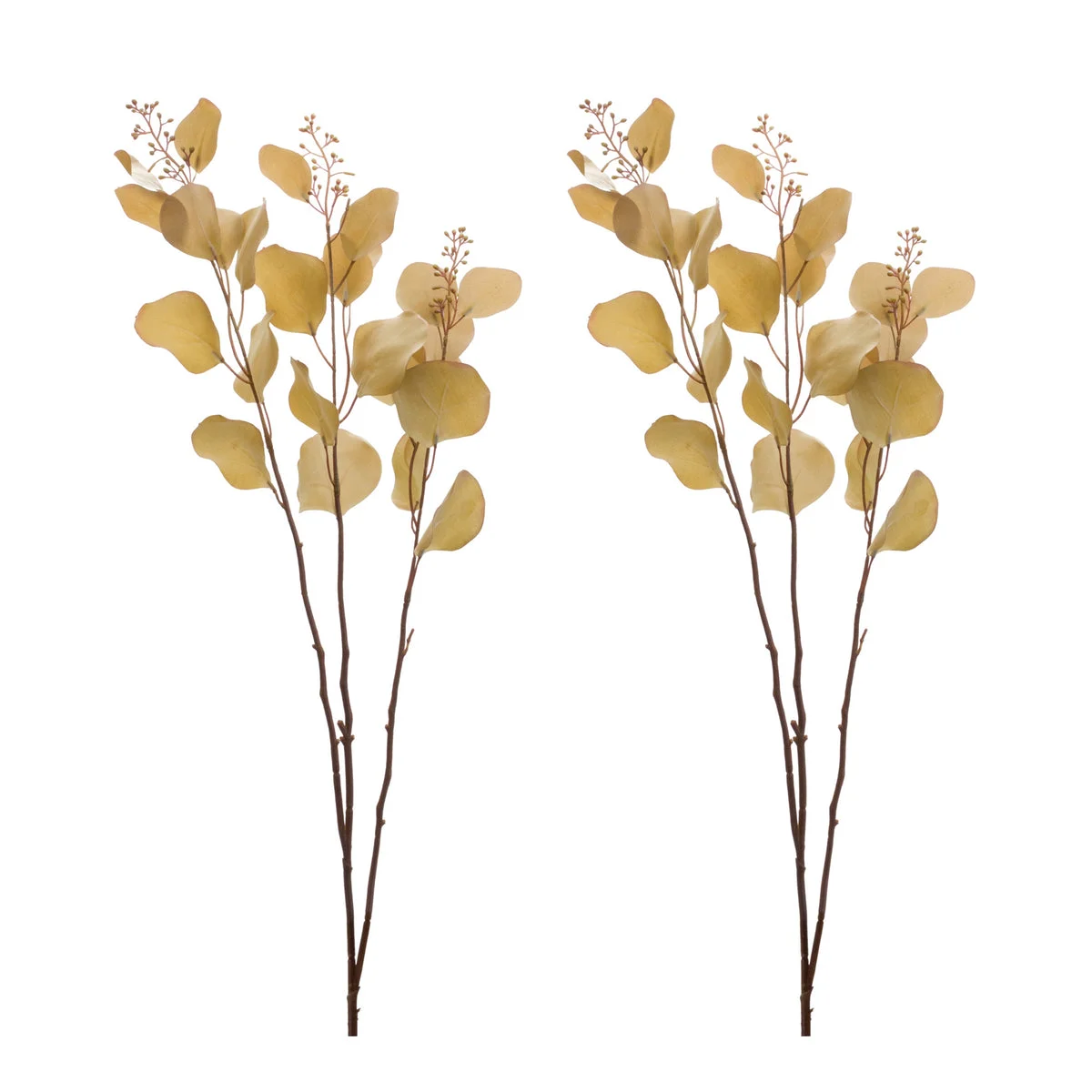 Seeded Eucalyptus Stem Set of 2 Brown Polyester 38" Faux Florals for Vase Display by Melrose