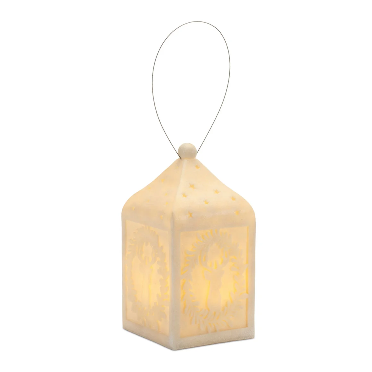 Christmas Deer Lantern with LED Light – 9 Inch by Melrose